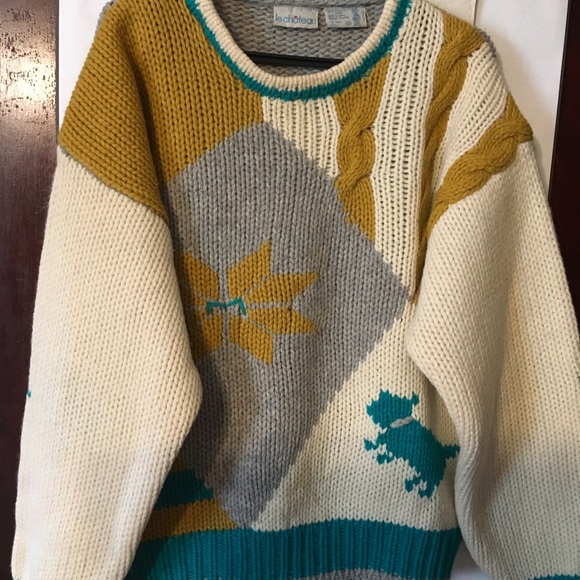 Le Chateau hand knitted 100% pure virgin wool sweater, Sz medium - Picture 1 of 3